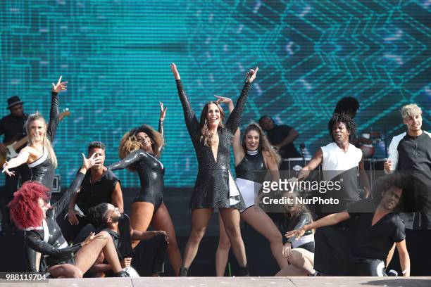 Brazilian singer Ivete Sangalo performs at the Rock in Rio Lisboa 2018 music festival in Lisbon, Portugal, on June 30, 2018.