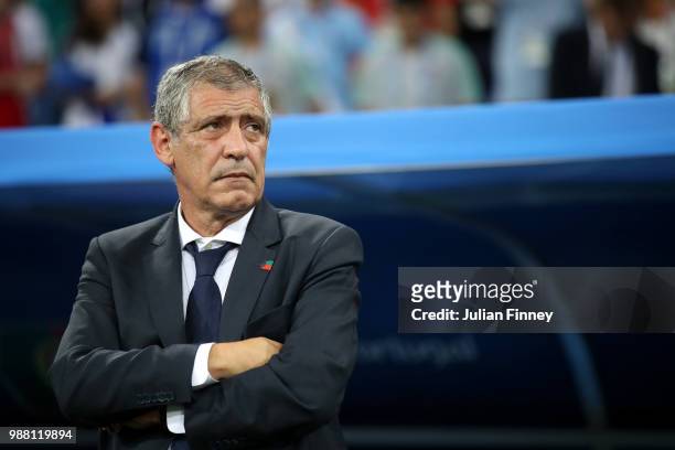 Fernando Santos, Head coach of Portugal looks on during the 2018 FIFA World Cup Russia Round of 16 match between Uruguay and Portugal at Fisht...