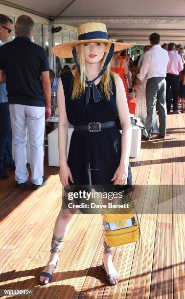 Ellie Bamber attends the Audi Polo Challenge at Coworth Park Polo Club on June 30, 2018 in Ascot, England.