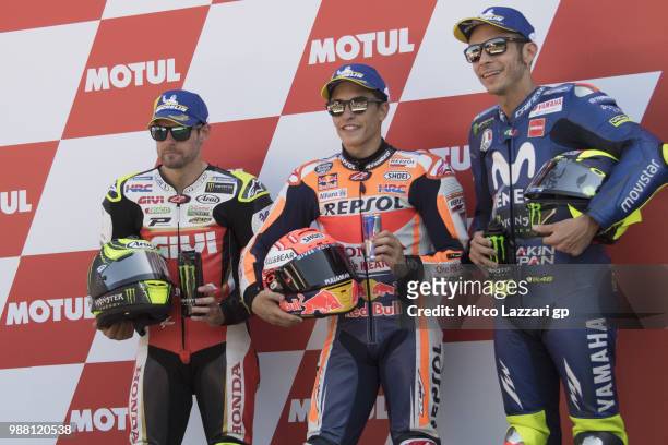 Cal Crutchlow of Great Britain and LCR Honda, Marc Marquez of Spain and Repsol Honda Team and Valentino Rossi of Italy and Movistar Yamaha MotoGP...