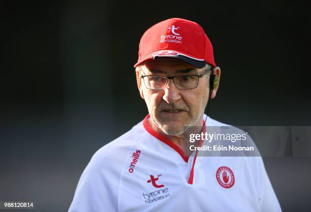 Fermanagh , Ireland - 30 June 2018; Tyrone manager Mickey Harte during the GAA Football All-Ireland Senior Championship Round 3 match between Cavan...