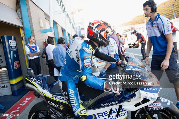 Esteve Rabat of Spain and Reale Avintia Racing starts from box during the Qualifying practice during the MotoGP Netherlands - Qualifying on June 30,...