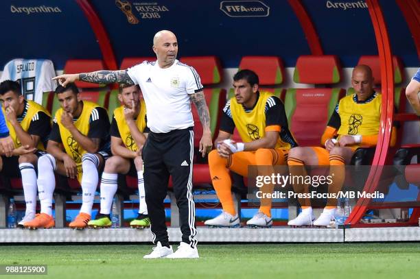 Jorge Sampaoli, Manager of Argentina during the 2018 FIFA World Cup Russia Round of 16 match between France and Argentina at Kazan Arena on June 30,...