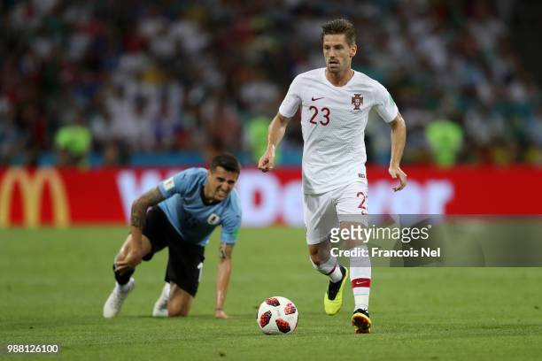 Adrien Silva of Portugal runs with the ball during the 2018 FIFA World Cup Russia Round of 16 match between Uruguay and Portugal at Fisht Stadium on...