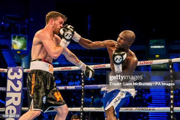 Gary Corcoran v Victor Ray Ankrah during an International Welterweight Contest at the SSE Arena, Belfast.