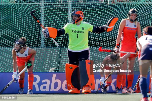 Anne Veenendaal of Holland Women during the Rabobank 4-Nations trophy match between Holland v Japan at the Hockeyclub Breda on June 30, 2018 in Breda...