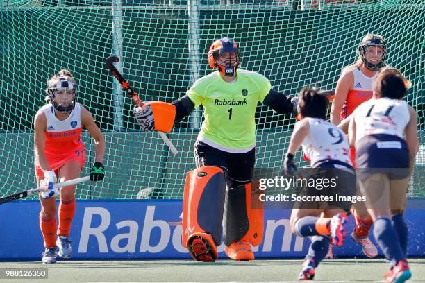 Anne Veenendaal of Holland Women during the Rabobank 4-Nations trophy match between Holland v Japan at the Hockeyclub Breda on June 30, 2018 in Breda...