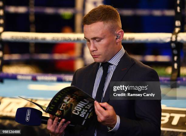 Antrim , United Kingdom - 30 June 2018; Boxer and BT Sport pundit Carl Frampton at the SSE Arena in Belfast.