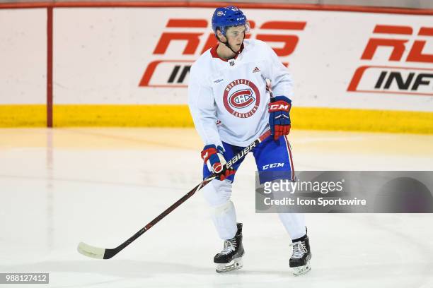 Montreal Canadiens Prospect Defenseman Cale Fleury waits for a pass during the Montreal Canadiens Development Camp on June 30 at Bell Sports Complex...