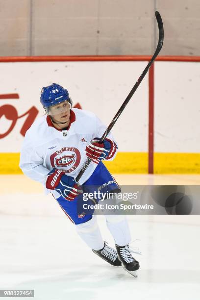 Montreal Canadiens Prospect Defenseman Otto Leskinen skates during the Montreal Canadiens Development Camp on June 30 at Bell Sports Complex in...