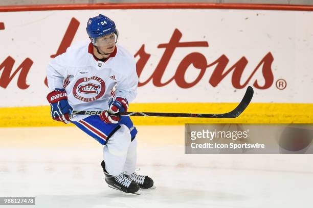 Montreal Canadiens Prospect Defenseman Otto Leskinen skates during the Montreal Canadiens Development Camp on June 30 at Bell Sports Complex in...