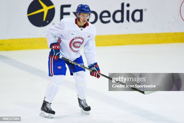 Montreal Canadiens Prospect Defenseman David Sklenicka waits for a pass during the Montreal Canadiens Development Camp on June 30 at Bell Sports...