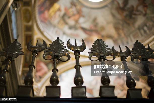 detail from a wrought iron grille, santa maria sopra minerva basilica, rome - sopra stock pictures, royalty-free photos & images