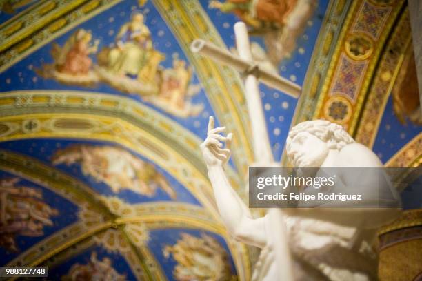 john the baptist sculpture, by g. obici (19th century), santa maria sopra minerva basilica, rome - sopra stock pictures, royalty-free photos & images