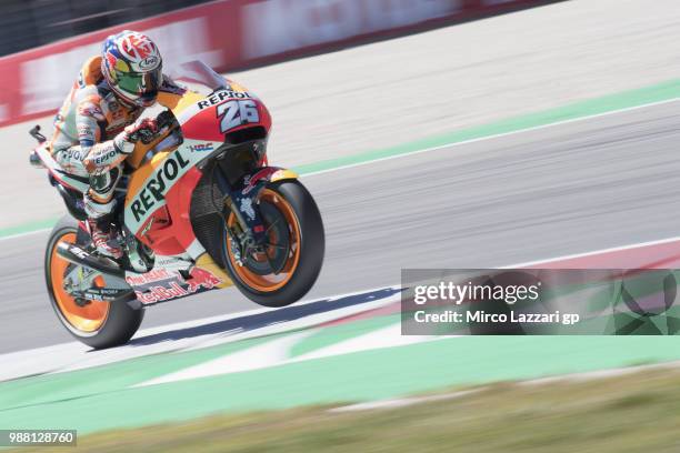 Dani Pedrosa of Spain and Repsol Honda Team heads down a straight during the Qualifying practice during the MotoGP Netherlands - Qualifying on June...