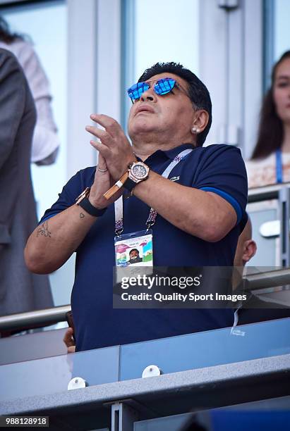 Diego Armando Maradona of Argentina prior the 2018 FIFA World Cup Russia Round of 16 match between France and Argentina at Kazan Arena on June 30,...