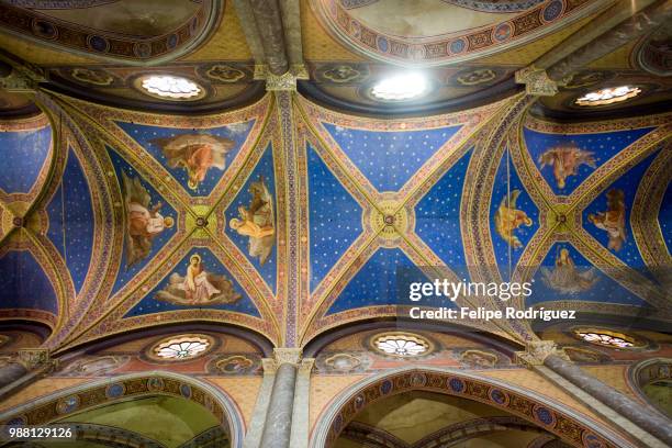 painted ceiling of santa maria sopra minerva basilica, rome - sopra stock pictures, royalty-free photos & images