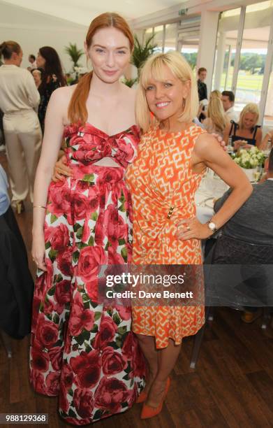 Eleanor Tomlinson and Ashley Jensen attend the Audi Polo Challenge at Coworth Park Polo Club on June 30, 2018 in Ascot, England.