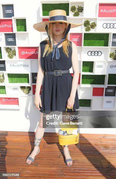 Ellie Bamber attends the Audi Polo Challenge at Coworth Park Polo Club on June 30, 2018 in Ascot, England.