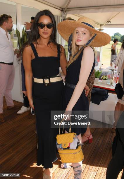 Roxie Nafousi and Ellie Bamber attend the Audi Polo Challenge at Coworth Park Polo Club on June 30, 2018 in Ascot, England.