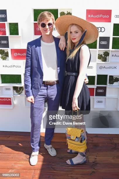 Ellie Bamber and brother Lucas Bamber attend the Audi Polo Challenge at Coworth Park Polo Club on June 30, 2018 in Ascot, England.