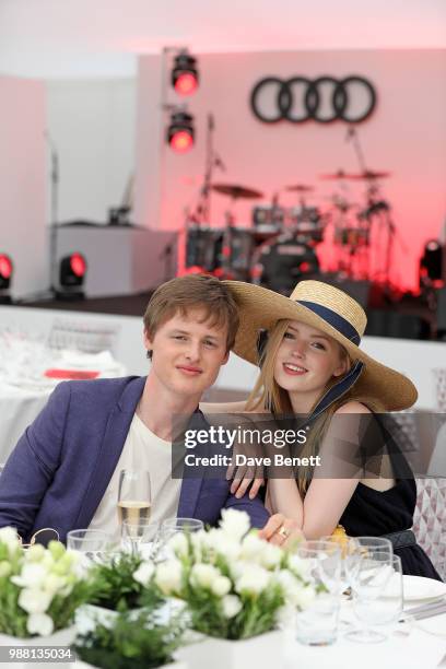 Ellie Bamber and Lucas Bamber attend the Audi Polo Challenge at Coworth Park Polo Club on June 30, 2018 in Ascot, England.