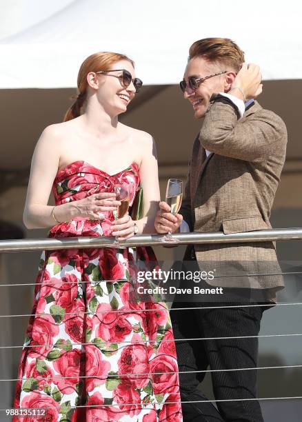 Eleanor Tomlinson; Ross Tomlinson attend the Audi Polo Challenge at Coworth Park Polo Club on June 30, 2018 in Ascot, England.
