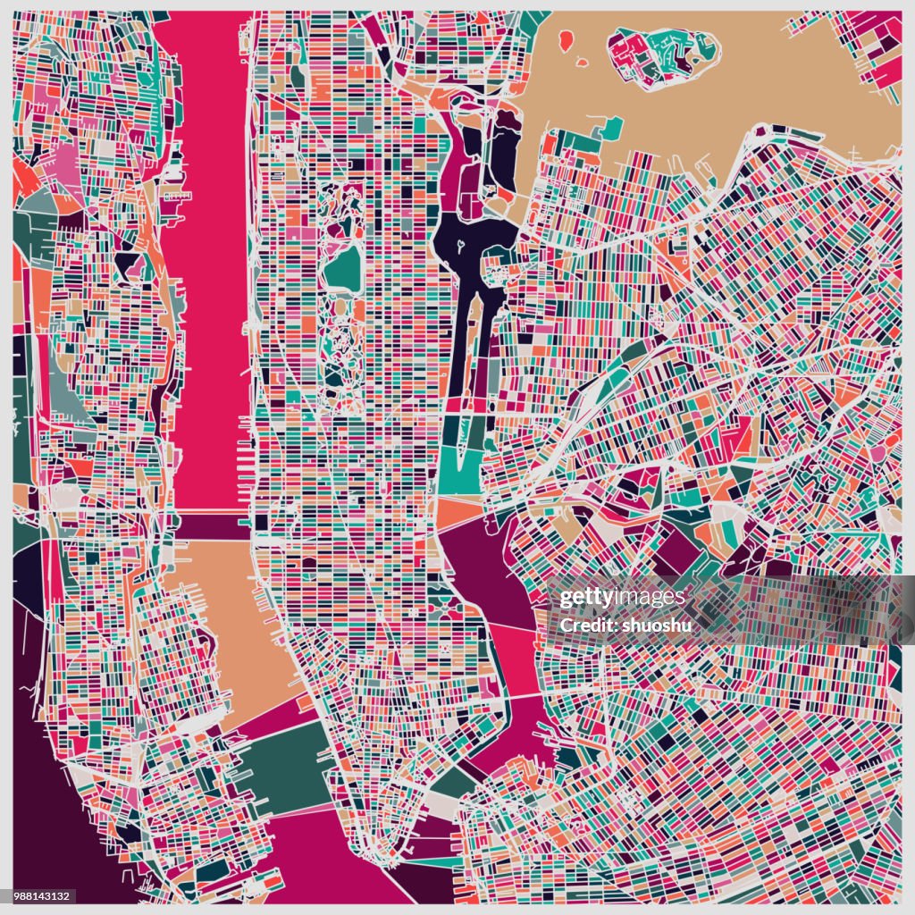Color Lump Vector Abstract Color Lump Pattern Art Map Of New York City High-Res Vector ...