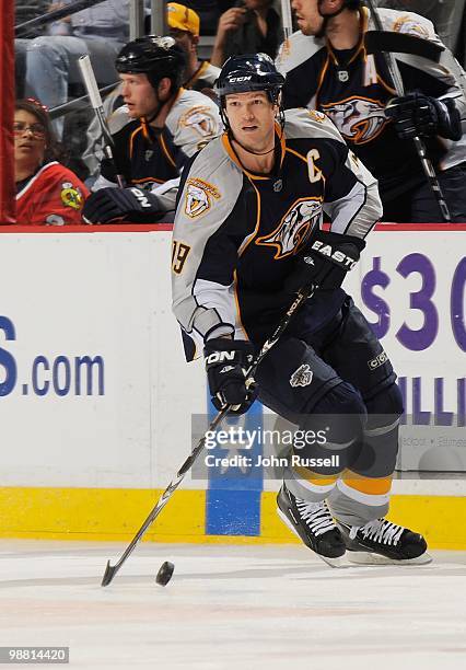 Jason Arnott of the Nashville Predators skates against the Chicago Blackhawks in Game Six of the Western Conference Quarterfinals during the 2010 NHL...