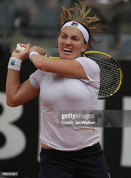 Svetlana Kuznetsova of Russia in action against Maria Kirilenko of Russia during Day one of the Sony Ericsson WTA Tour at the Foro Italico Tennis...