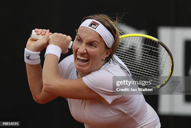 Svetlana Kuznetsova of Russia in action against Maria Kirilenko of Russia during Day one of the Sony Ericsson WTA Tour at the Foro Italico Tennis...