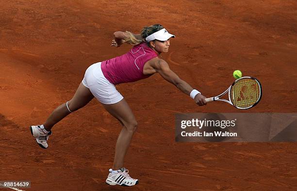 Maria Kirilenko of Russia in action against Svetlana Kuznetsova of Russia during Day one of the Sony Ericsson WTA Tour at the Foro Italico Tennis...