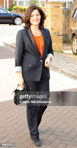 Miriam Gonzalez Durantez, wife of Liberal Democrat Party leader Nick Clegg leaves her home on May 3, 2010 in London, England.