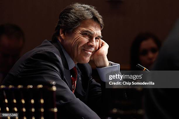 Texas Governor Rick Perry participates in a U.S. Chamber of Commerce summit on "the role of free enterprise in job creation" at the chamber May 3,...