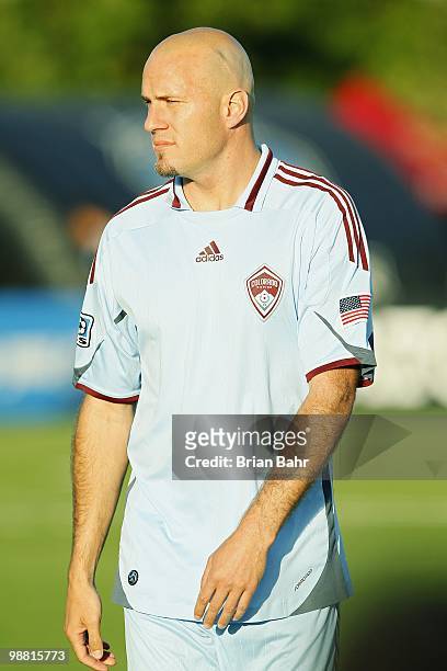 Conor Casey of the Colorado Rapids waits for the start of a game against the San Jose Earthquakes on May 1, 2010 at Buck Shaw Stadium in Santa Clara,...