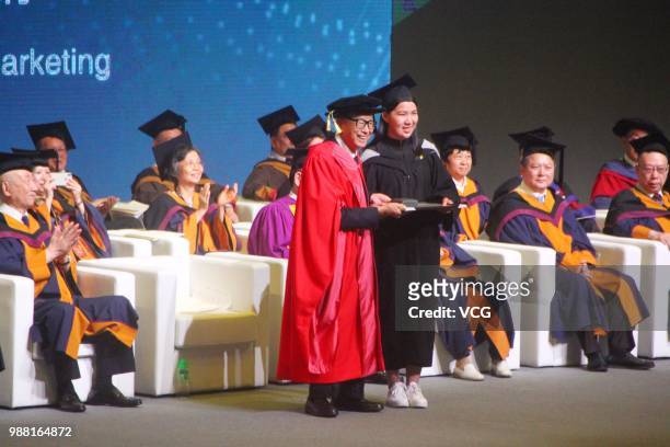 Hong Kong business magnate Li Ka-Shing attends the graduation ceremony of Shantou University on June 29, 2018 in Shantou, Guangdong Province of...