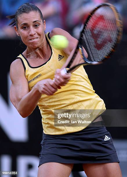 Flavia Pennetta of Italy in action against Akgul Amanmuradova of Uzbekistan during Day one of the Sony Ericsson WTA Tour at the Foro Italico Tennis...