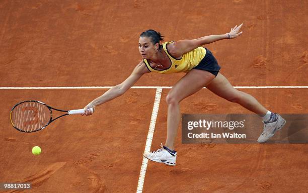 Flavia Pennetta of Italy in action against Akgul Amanmuradova of Uzbekistan during Day one of the Sony Ericsson WTA Tour at the Foro Italico Tennis...
