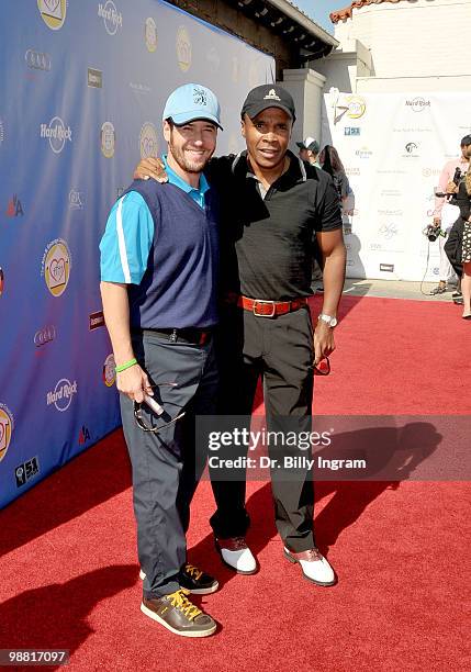 Actor Rob Morrow and boxer Sugar Ray Leonard arrive at the Third Annual George Lopez Celebrity Golf Classic at Lakeside Golf Club on May 3, 2010 in...