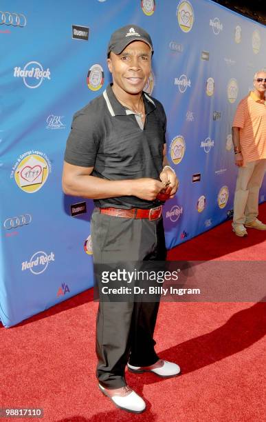 Boxer Sugar Ray Leonard arrives at the Third Annual George Lopez Celebrity Golf Classic at Lakeside Golf Club on May 3, 2010 in Toluca Lake,...