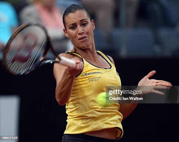 Flavia Pennetta of Italy in action against Akgul Amanmuradova of Uzbekistan during Day one of the Sony Ericsson WTA Tour at the Foro Italico Tennis...