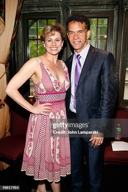 Cady Huffman and Brian Stokes Mitchell attend the 55th Annual Drama Desk Awards nominations at the New York Friars Club on May 3, 2010 in New York...