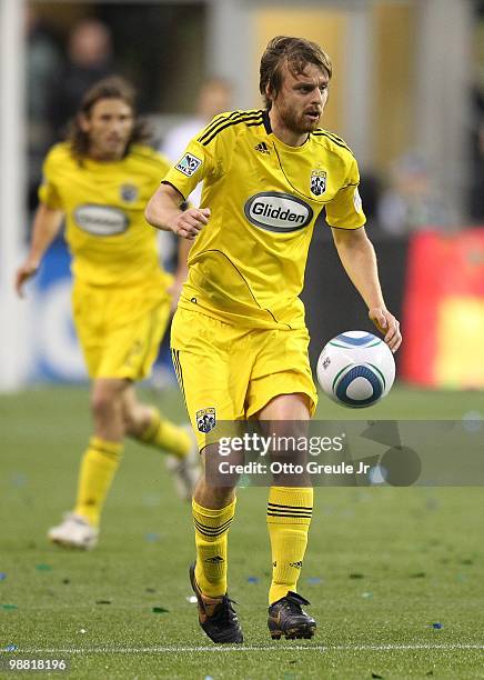 Eddie Gaven of the Columbus Crew in action against the Seattle Sounders FC on May 1, 2010 at Qwest Field in Seattle, Washington.