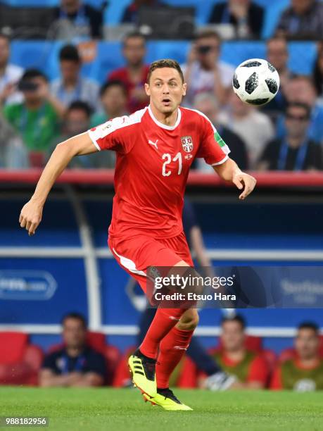 Nemanja Matic of Serbia in action during the 2018 FIFA World Cup Russia group E match between Serbia and Brazil at Spartak Stadium on June 27, 2018...