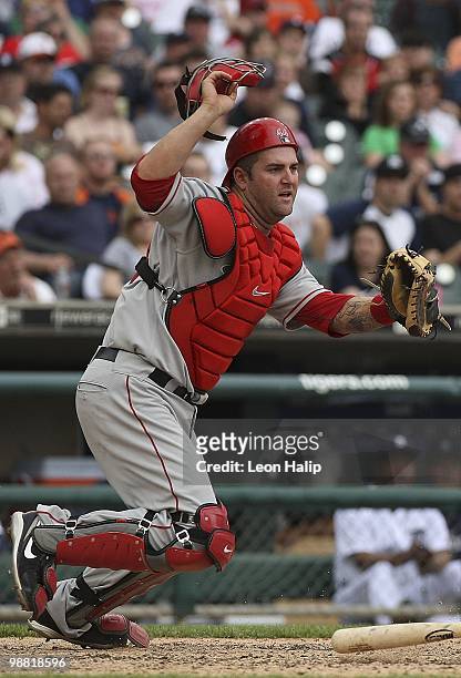 Mike Napoli of the Los Angeles Angels of Anaheim during the game against the Detroit Tigers on May 2, 2010 at Comerica Park in Detroit, Michigan. The...