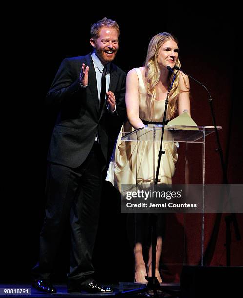Actors Jesse Tyler Ferguson and Lily Rabe present the award for Outstanding Revival at the 2010 Lucille Lortel Awards benefit at Terminal 5 on May 2,...