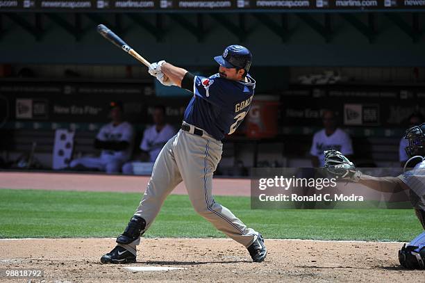 Adrian Gonzalez of the San Diego Padres bats during a MLB game against the Florida Marlins in Sun Lite Stadium on April 28, 2010 in Miami, Florida....