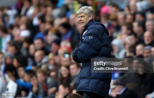 Arsenal manager Arsene Wenger shows his dejection during the Barclays Premier League match between Blackburn Rovers and Arsenal at Ewood Park on May...