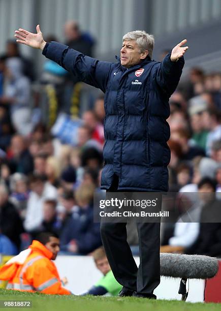 Arsenal manager Arsene Wenger shows his emotions during the Barclays Premier League match between Blackburn Rovers and Arsenal at Ewood Park on May...