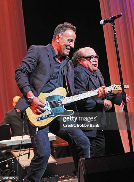 Bruce Springsteen and Danny DeVito perform together at the 3rd Annual New Jersey Hall of Fame Induction Ceremony at the New Jersey Performing Arts...